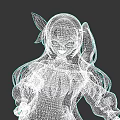 Anime Style Female Character Sculpture With Long Hair Blue Eyes And Decorative Details