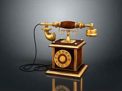 Vintage Retro Computer Desktop With Brown Gold Design Square Casing And Wired Connection 3d model