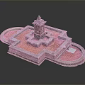 Traditional Architectural Structure With Red Square Platform And Circular Base Design