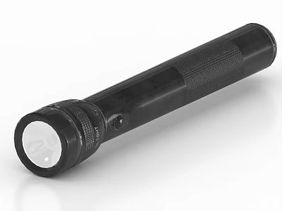 Black LED Flashlight As Essential Household Appliance With Ergonomic Grip And Portable Design 3d model
