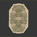 Wooden Stone Oval Decorative Plate With Intricate Green Pattern Design Details