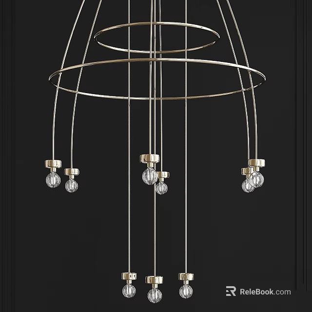 Elegant Modern Chandelier With Metal Frame And Multiple Glass Bulbs Hanging Design 3d model 