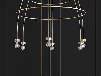 Elegant Modern Chandelier With Metal Frame And Multiple Glass Bulbs Hanging Design 3d model
