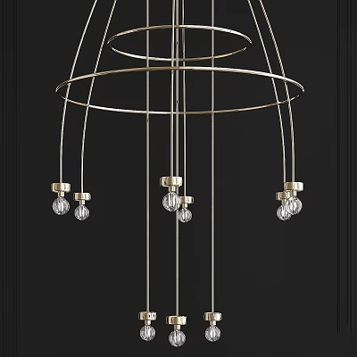 Elegant Modern Chandelier With Metal Frame And Multiple Glass Bulbs Hanging Design 3d model