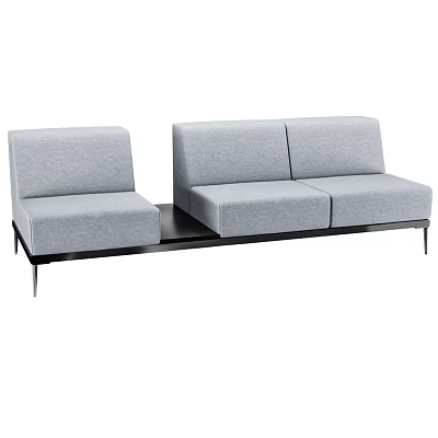 Modern Gray Fabric Three Seater Sofa With Modular Single Seat And Metal Legs 3d model