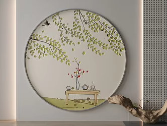 New Chinese Round Frame Painting Decorative Painting 3d model