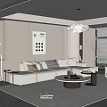 Modern Living Room Interior Design With Beige Sofa Area Rug And Coffee Table And Chandelier