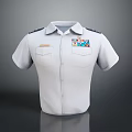 Military Uniform Shirt White Short Sleeve With Shoulder Epaulets Chest Pockets And Decorative Badges