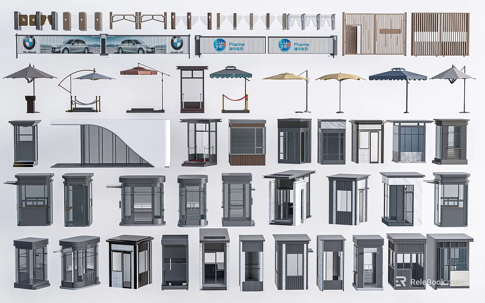 Various Public Outdoor Facilities Including Bus Shelters Canopies And Seating Structures 3d model 