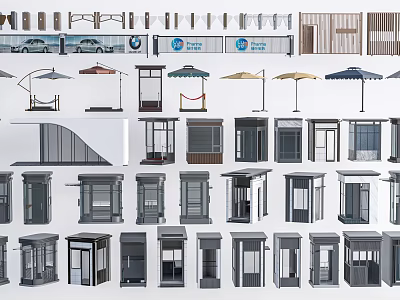 Various Public Outdoor Facilities Including Bus Shelters Canopies And Seating Structures 3d model