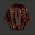 Realistic Human Head With Long Wavy Red Hair And Stylish Texture Details