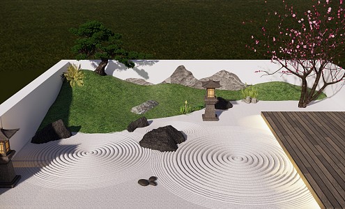 New Chinese style landscape sketch courtyard landscape 3d model