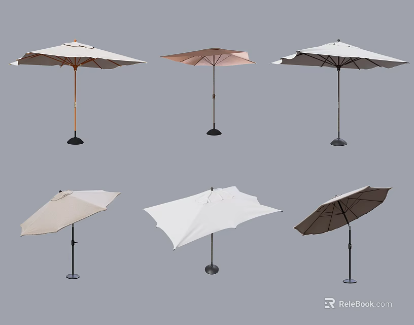 Outdoor Patio Umbrellas In Various Colors For Garden And Backyard Use 3d model 