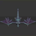 Game Movie Dragon Character 3D Model With Blue Purple Scales And Detailed Flying Wings