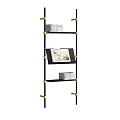 Modern Black Metal Storage Shelf With Gold Accents And Stacked Books On Multi Tiers