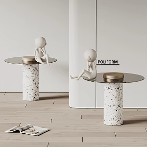 poliform modern side a few glass side a few round a few 3d model