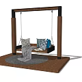 Outdoor Playground Equipment With Wooden Swing Frame Pillows And Brick Floor Rug