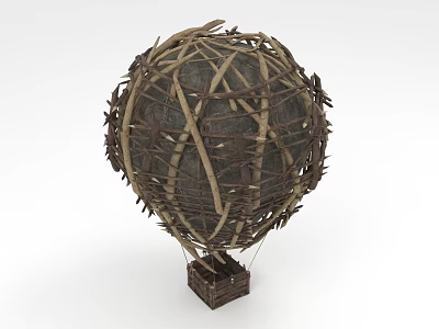 Intricate Decorative Spherical Architectural Component Crafted From Twigs With Square Base 3d model