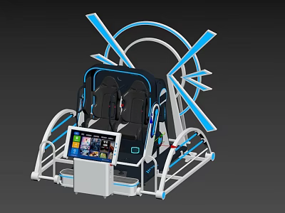 Modern Interactive Gaming Simulator With Dual Seats Control Panel And Display Screen 3d model