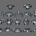 3D Rendered Metallic Armor Pieces With Various Types And Shiny Blue Finish