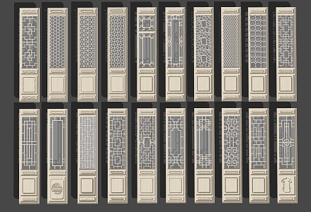 Chinese-style hollowed-out window grilles 3d model