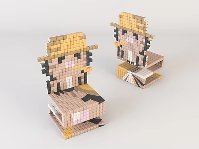 Modern Children's Chair Children's Cartoon Wooden Stool 3d model