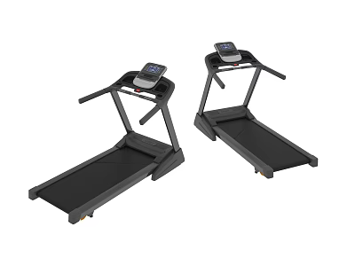 Modern Black Sports Treadmill Units With Digital Display And Control Panel 3d model