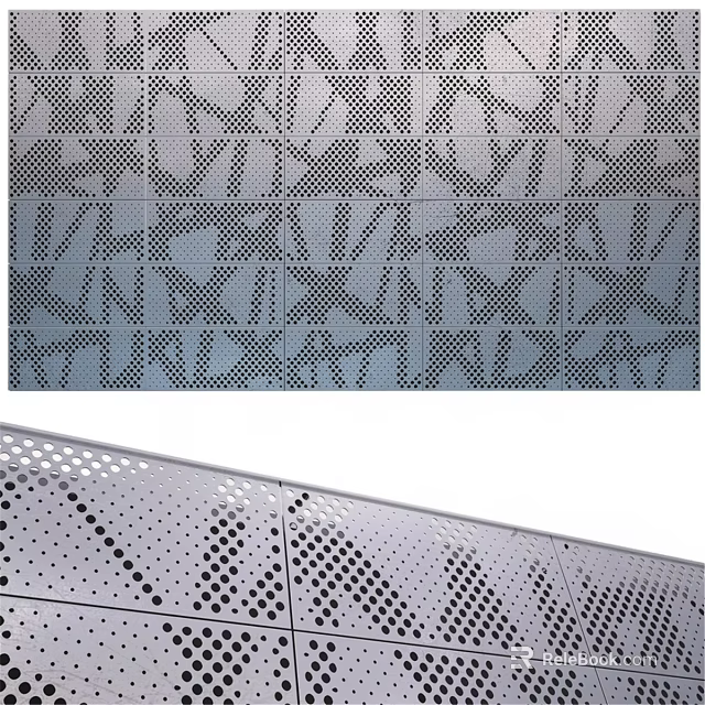 Modern Architectural Components With Perforated Metal Panels And Intricate Patterns 3d model 