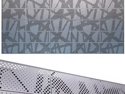 Modern Architectural Components With Perforated Metal Panels And Intricate Patterns 3d model