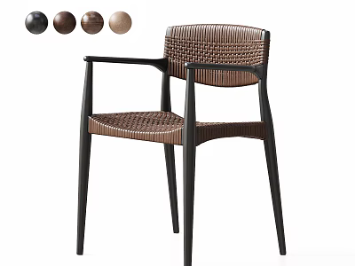 Stylish Woven Rattan Dining Chair With Solid Wood Frame And Multiple Practical Color Options 3d model