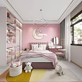Modern Bedroom Interior Design With Large Bed Circular Wall Decor Plants And Glass Wardrobe