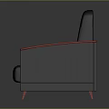 Stylish Modern Gray Fabric Single Sofa with Red Armrests and Legs Design