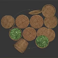 Household Wicker Storage Containers with Various Sizes Shapes and Green Tea