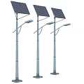 Solar Street Lights For Road Infrastructure With Solar Panels And Metal Poles