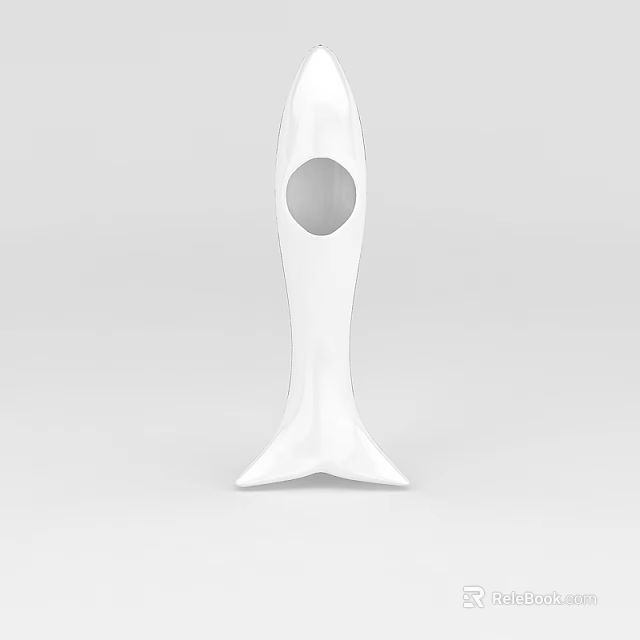 Tech Exhibition Hall Showcasing Modern White Sculpture With Circular Hole And Streamlined Design 3d model 