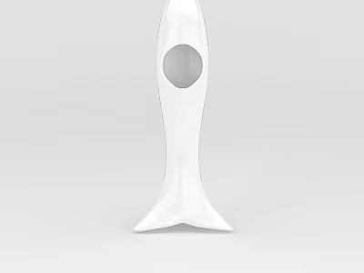 Tech Exhibition Hall Showcasing Modern White Sculpture With Circular Hole And Streamlined Design 3d model