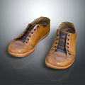 Brown Leather Casual Shoes With Laces And Retro Stitching Design