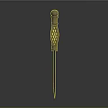 Golden Dagger with Intricate Woven Handle Design Sharp Blade on Dark Background with Reflection 3d model