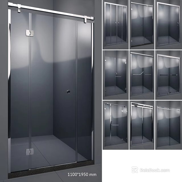 Modern Shower Enclosure With Sleek Glass Door And Various Styles 3d model 