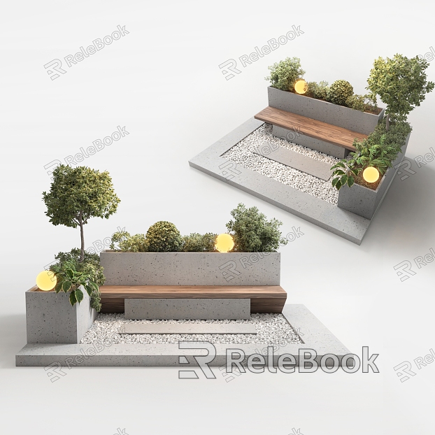 Modern Landscape Seat Flower Pond Outdoor Landscape Seat Outdoor Card Holder model