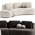 Cozy L Shaped Casual Sofa Set With Soft Fabric Plush Pillows And Throw Blanket