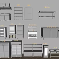 Essential Kitchen Equipment Including Range Hoods Wall Cabinets Worktops Sterilizers Freezers and Shelves