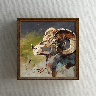 American Animal Painting Green Living Room Animal Sheep Decorative Painting 3d model