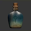 Decorative Glass Bottle With Cork Stopper Blue Gradient Pattern And Handle