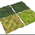 Park Landscape With Various Green Terrain Sections And 3D Natural Vegetation Areas