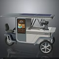Solar Powered Mobile Vehicle With Blue And White Body And Digital Display Screen