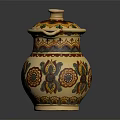 Traditional Decorative Hand Painted Ceramic Pitcher With Lid And Floral Patterns 3d model