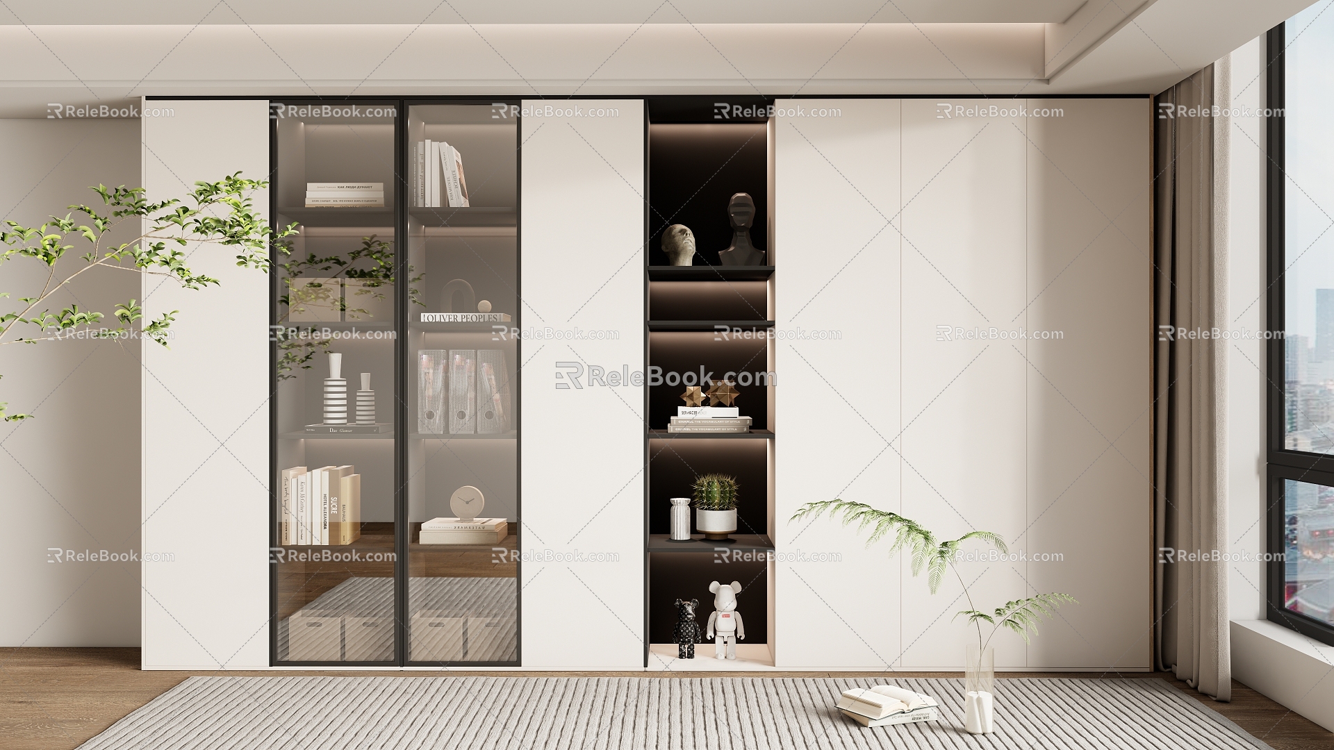 Simple Bookcase High Cabinet Wood Bookcase 3d model