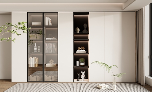 Simple Bookcase High Cabinet Wood Bookcase 3d model