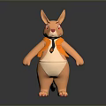 Cute Cartoon Rabbit With Orange Body Yellow Vest Black Tie White Belly And Pink Paws